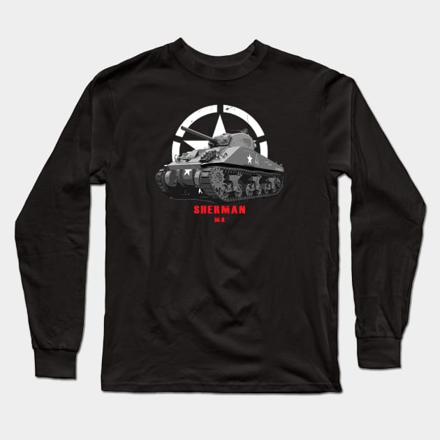 M4 Sherman Military tank WW2 Long Sleeve T-Shirt by Jose Luiz Filho